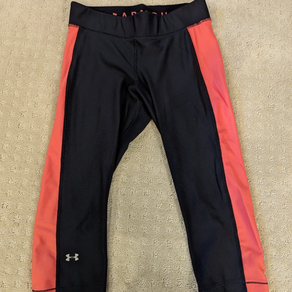 Under Armour Heat Gear Black Pink Workout Pants Size L Compression